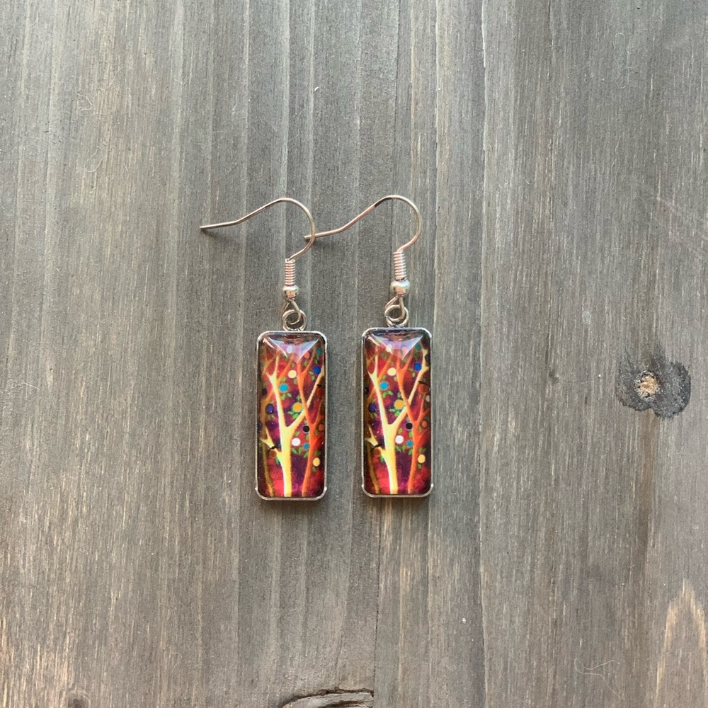 3/$20-Colorful Tree Design Earrings